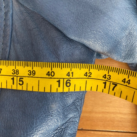 **UNIQUE** Danier Moto Jacket - Genuine Leather - Dusty Blue - Rare Lining -XXS - Picture 11 of 12